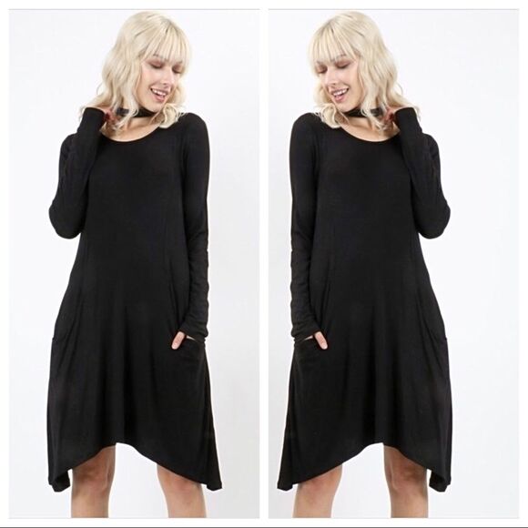 BLACK SWING DRESS W/POCKETS Size Small NEW - Picture 1 of 8